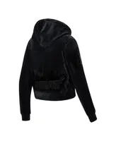 Women's Pro Standard Miami Heat Triple Black Velour Full-Zip Hoodie