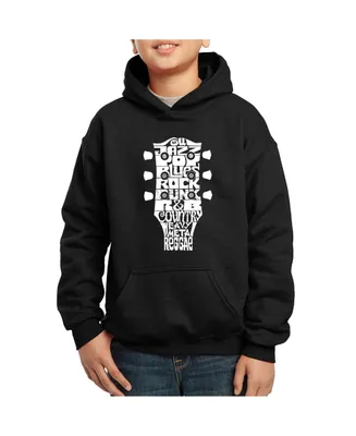 Big Boy's Word Art Hooded Sweatshirt - Guitar Head Music Genres