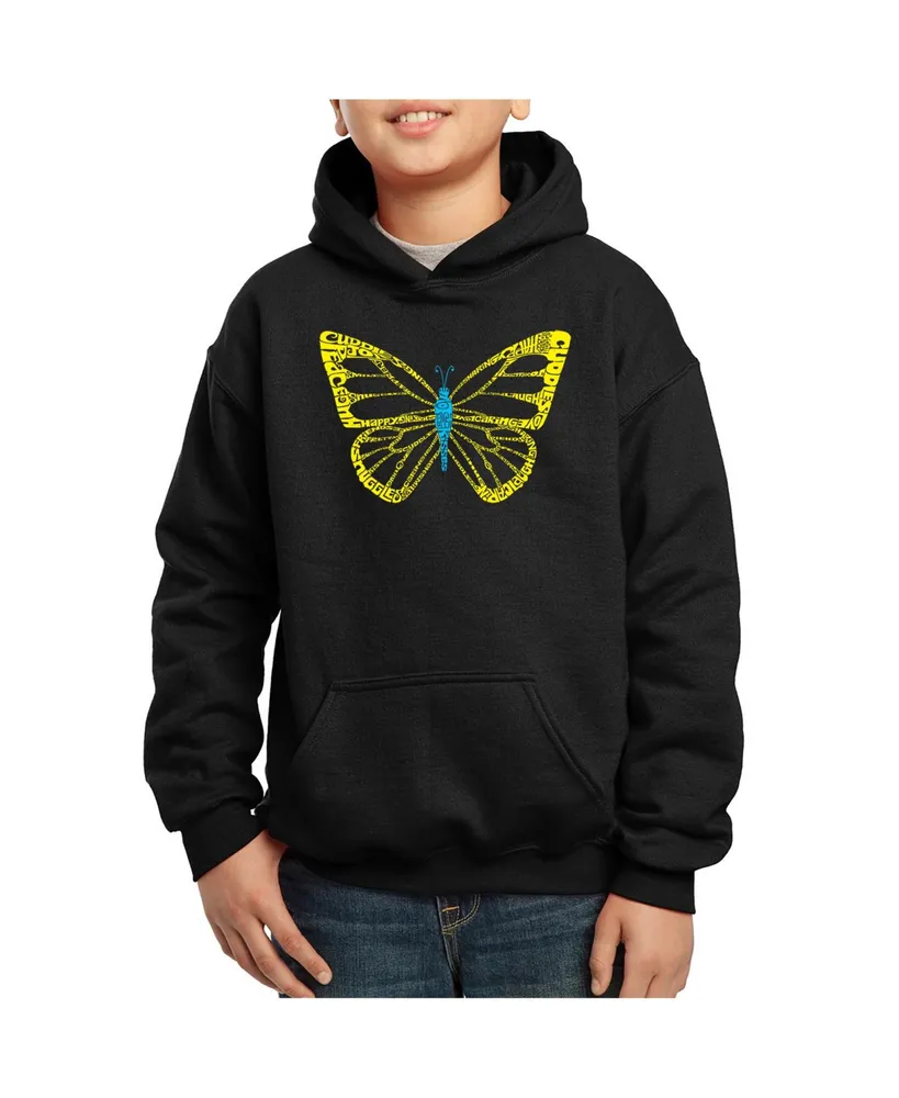 Big Boy's Word Art Hooded Sweatshirt - Butterfly