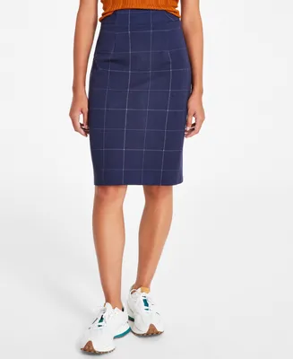 On 34th Women's Windowpane Plaid Pencil Skirt, Created for Macy's