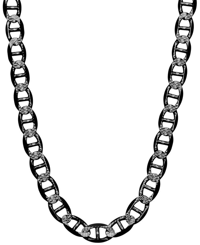 Men's Mariner Link 22" Chain Necklace (10mm) in Black Ruthenium-plated Sterling Silver