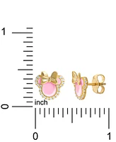 Disney Cubic Zirconia & Pink Enamel Minnie Mouse Stud Earrings in 18k Gold-Plated Sterling Silver