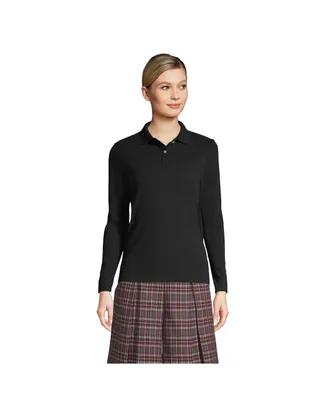 Lands' End Women's School Uniform Long Sleeve Feminine Fit Mesh Polo Shirt