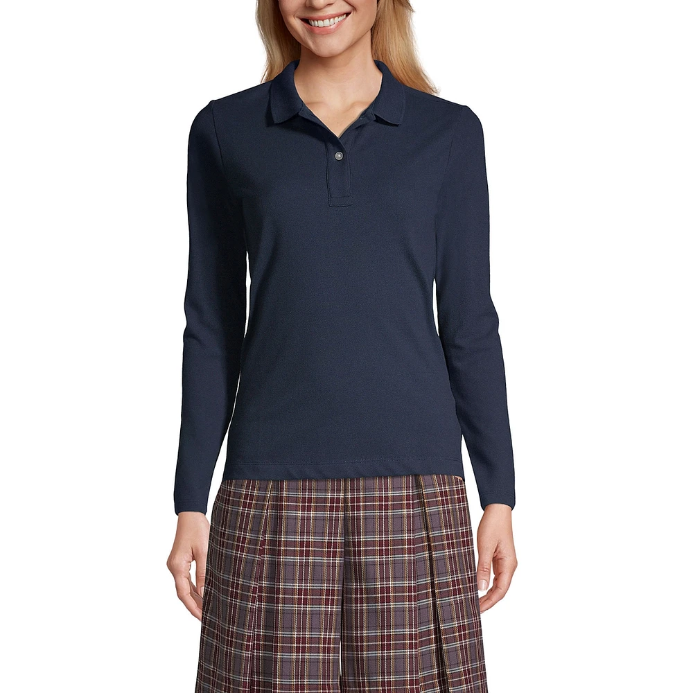 Lands' End Women's Long Sleeve Feminine Fit Mesh Polo Shirt
