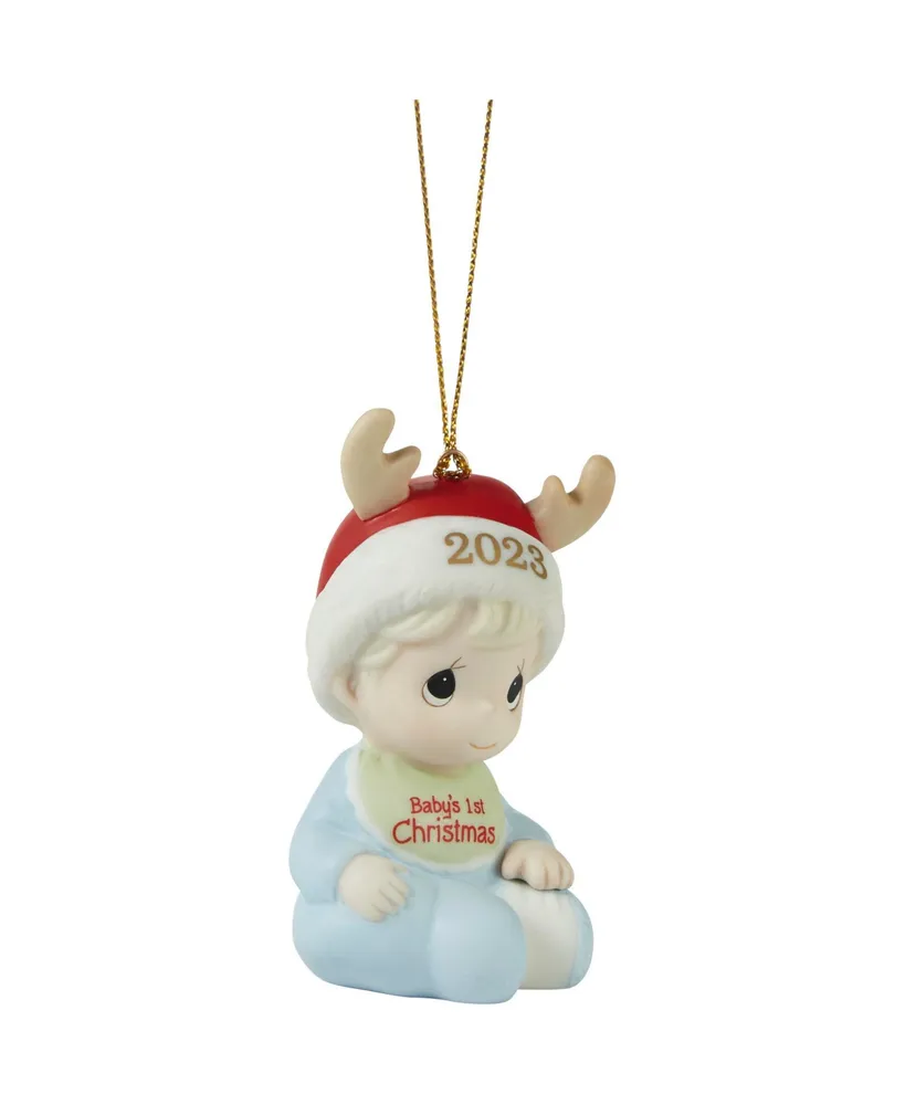 Precious Moments Baby's First Christmas 2023 Dated Boy Bisque Porcelain Ornament