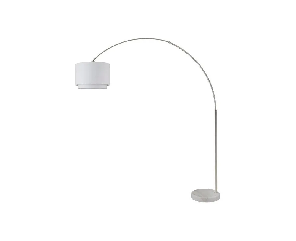 Fc Design Modern 81" Tall Standing Adjustable Arched Floor Lamp with Double Drum Shade and Marble Base