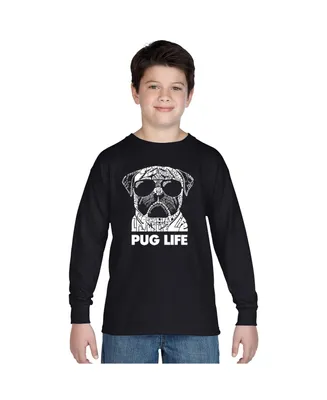 Big Boy's Word Art Long Sleeve T-shirt - Pug Life