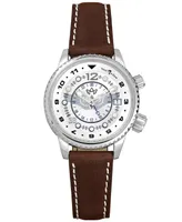 Abingdon Co. Women's Swiss Wasp Tribute Tri-Time Chestnut Leather Strap Watch 33mm