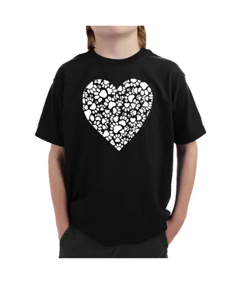 La Pop Art Boys Word T-shirt - Paw Prints Heart