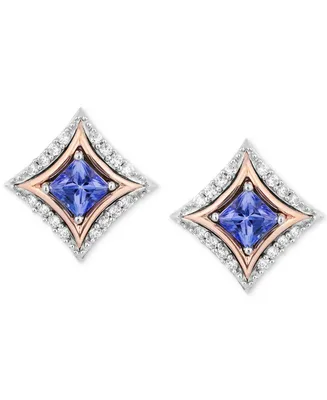Enchanted Disney Fine Jewelry Tanzanite (1/6 ct. t.w.) & Diamond (1/10 ct. t.w.) Stud Earrings in Sterling Silver & 10k Rose Gold - Two