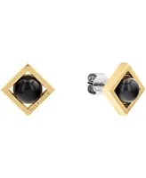 Tommy Hilfiger Women's Onyx Circle Gold-Tone Stainless Steel Earring