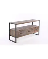 Simplie Fun 60 Inch Reclaimed Wood Media Tv Console Table With 3 Drawer, Open Shelf