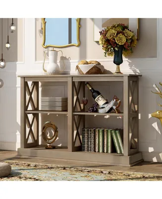 Simplie Fun Console Table With 3-Tier Open Storage Spaces And X Legs, Narrow Sofa Entry Table