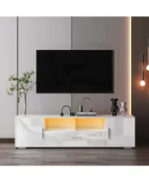 Simplie Fun Modern Tv Stand, Only 20 Minutes To Finish Assemble, With Led Lights, High Glossy Front