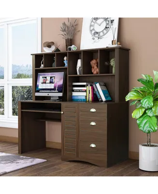 Simplie Fun Home Office Computer Desk With Hutch