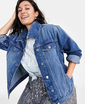 On 34th Women's Classic Denim Trucker Jacket, Created for Macy's
