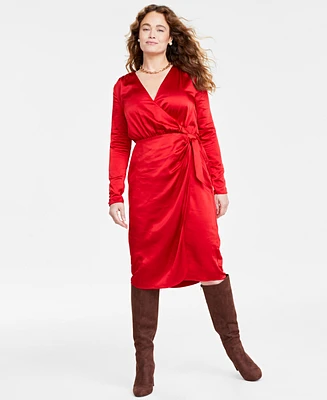 On 34th Women's Satin Wrap Dress, Created for Macy's