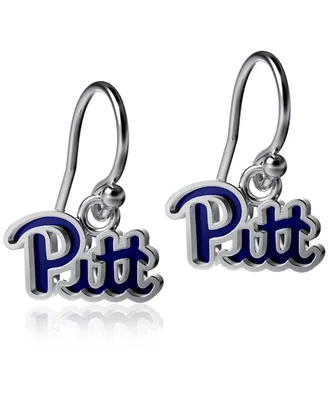Women's Dayna Designs Pitt Panthers Silver Enamel Dangle Earrings