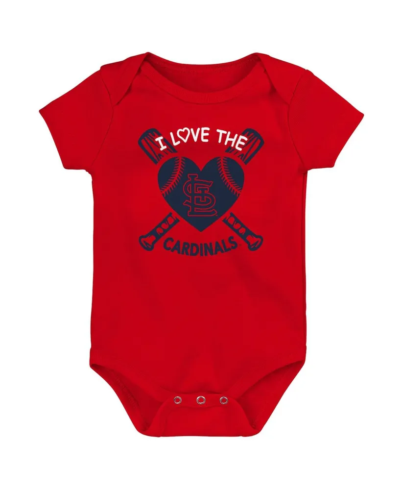 Infant Boys and Girls Red, Navy, Pink St. Louis Cardinals Baseball Baby 3-Pack Bodysuit Set