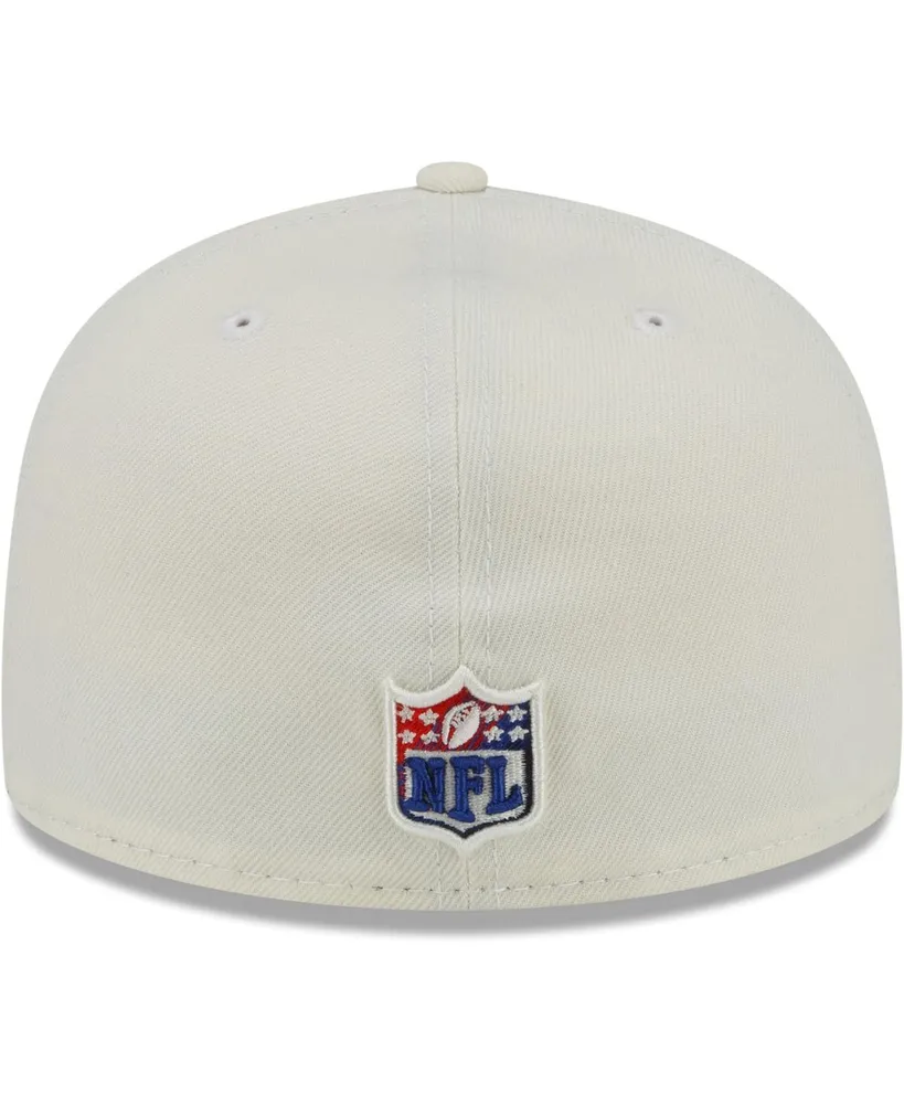 Men's New Era Cream New England Patriots Chrome Color Dim 59FIFTY Fitted Hat