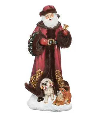 11.5" H Santa with Puppies Brown