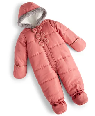 First Impressions Baby Girls Bows Footed Snowsuit, Created for Macy's