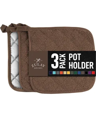 3-Pack Cotton Pot Holders for Kitchen - Heat Resistant, Machine Washable, & Comfortable Grip Oven Hot Pads