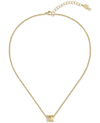 Lacoste Gold-Tone Stainless Steel Virtua Pendant Necklace, 15-3/4" + 3" extender