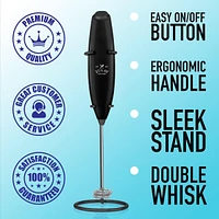 Double Whisk Milk Frother Handheld Mixer With Improved Motor