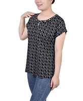 Ny Collection Women's Extended Sleeve Top with Grommets