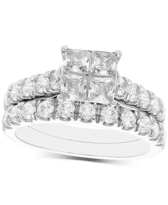 Diamond Princess Quad Cluster Bridal Set (2 ct. t.w.) in 14k White Gold