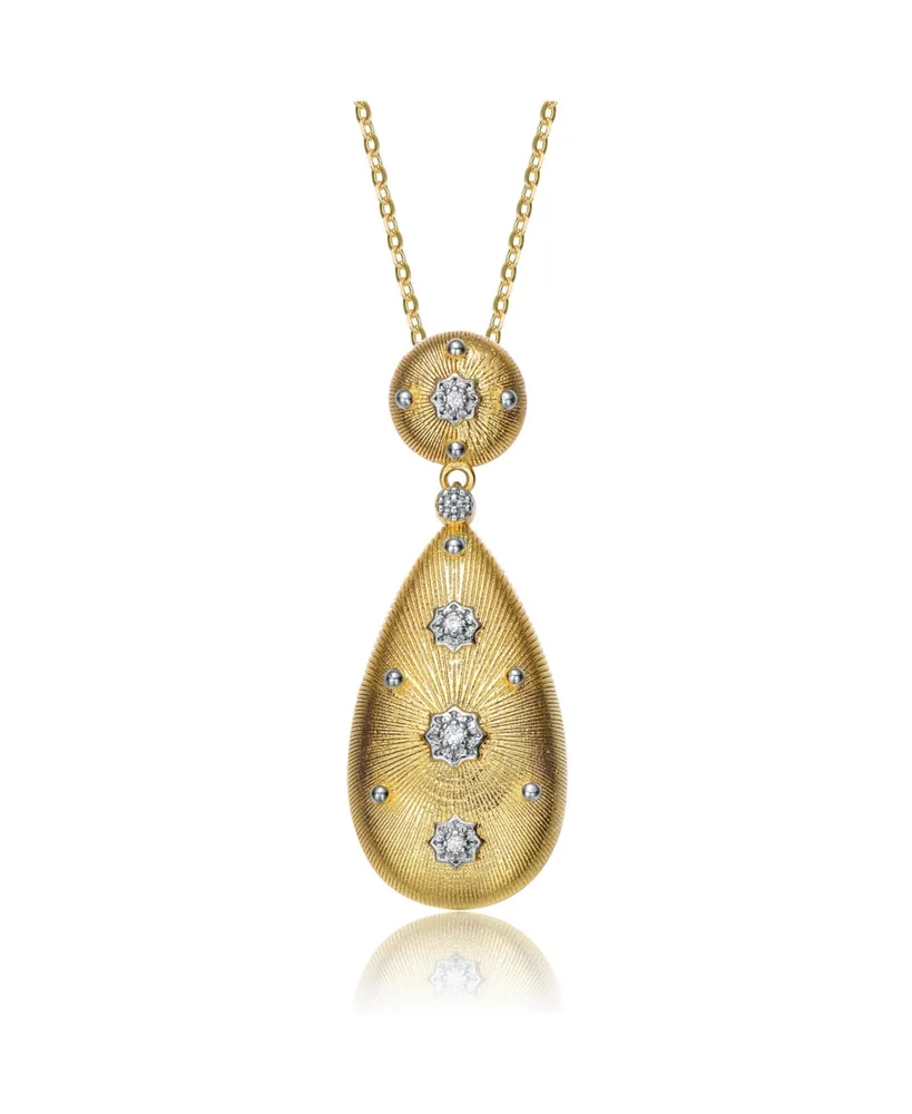 Rachel Glauber 14K Gold Plated Cubic Zirconia Pendant Necklace