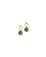 seree Coin — Green jade hollow earrings