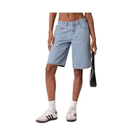 Low Rise Bermuda Denim Carpenter Shorts