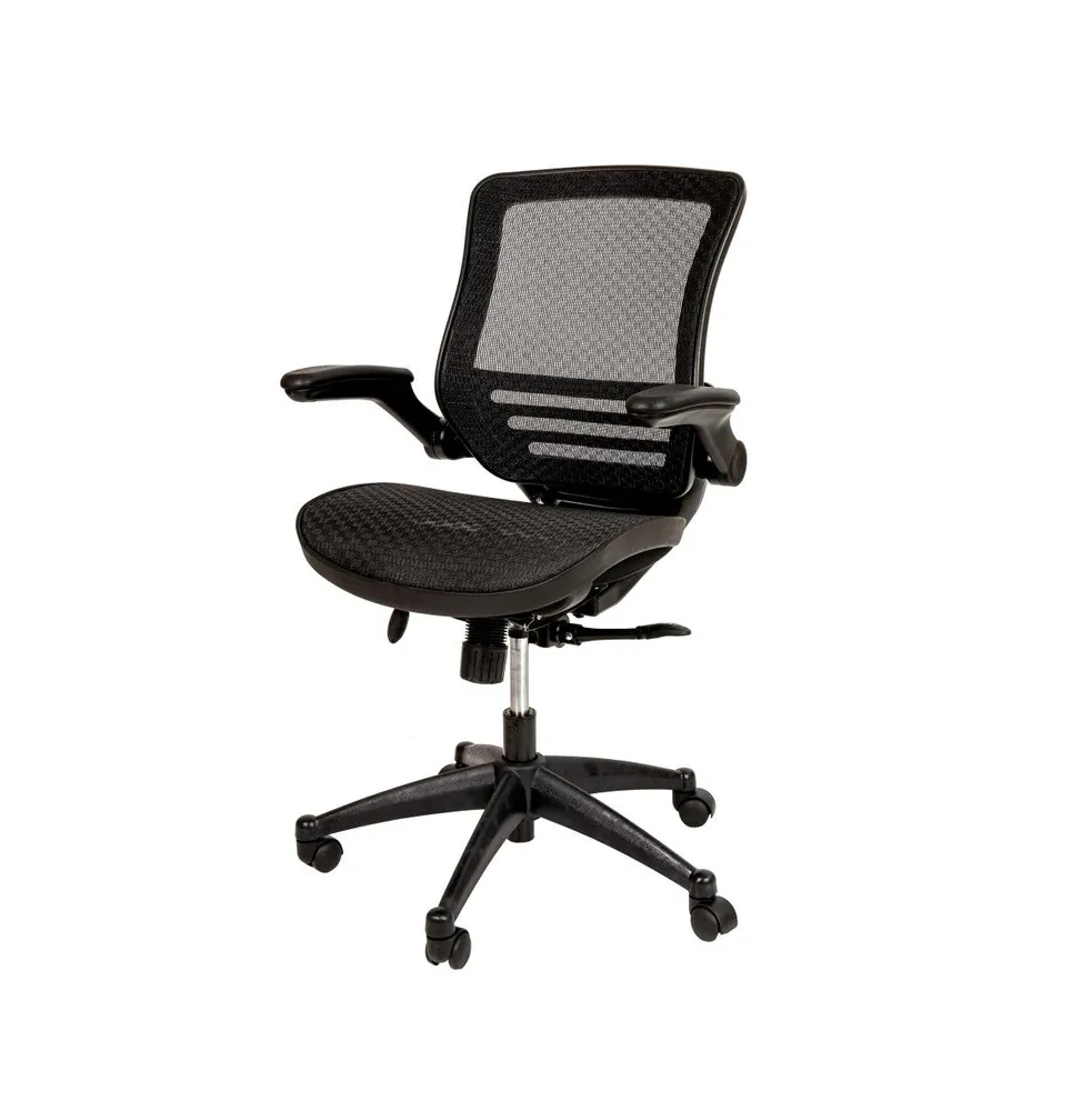 Emma+Oliver Mid-Back Transparent Mesh Executive Swivel Office Chair With Flip-Up Arms