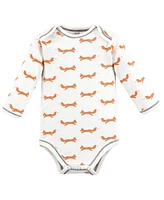 Touched by Nature Baby Boys Baby Organic Cotton Long-Sleeve Bodysuits 3pk, Fox