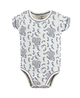 Touched by Nature Baby Boys Organic Cotton Bodysuits 3pk, Elephant