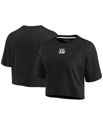 Women's Fanatics Signature Black Cincinnati Bengals Super Soft Short Sleeve Cropped T-shirt
