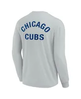 Men's and Women's Fanatics Signature Gray Chicago Cubs Super Soft Long Sleeve T-shirt