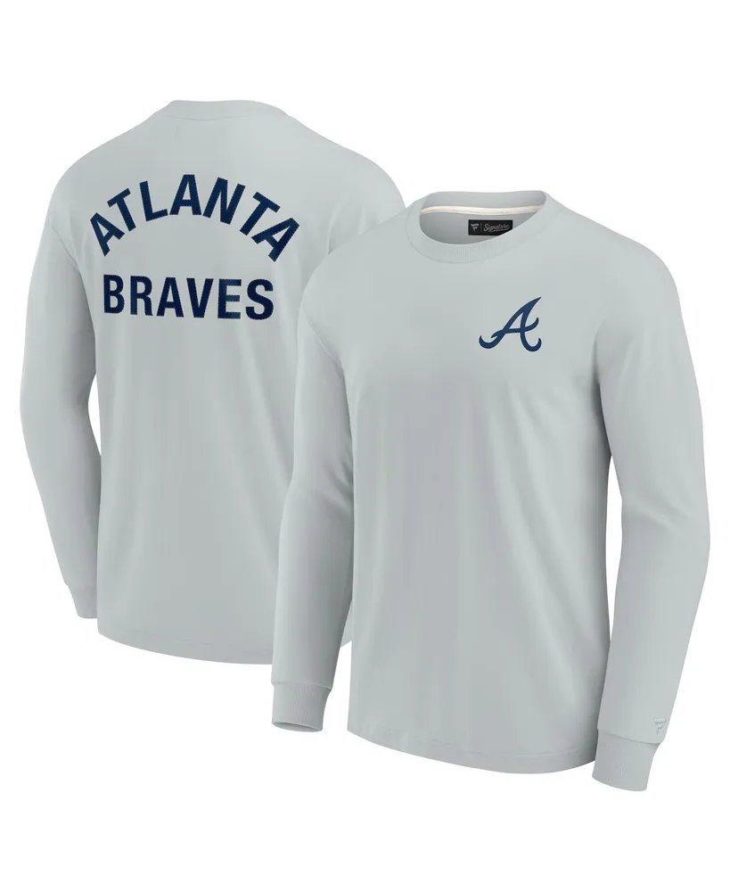 Men's and Women's Fanatics Signature Gray Atlanta Braves Super Soft Long Sleeve T-shirt