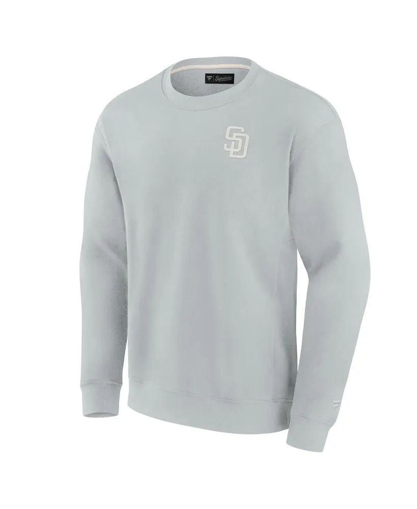 Men's and Women's Fanatics Signature Gray San Diego Padres Super Soft Pullover Crew Sweatshirt