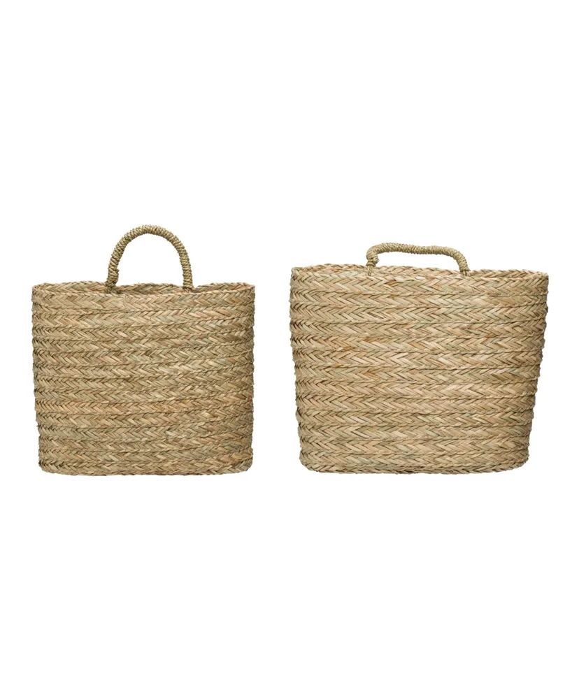 Vintiquewise Seagrass Shelf Storage Baskets with lining, Set of 3