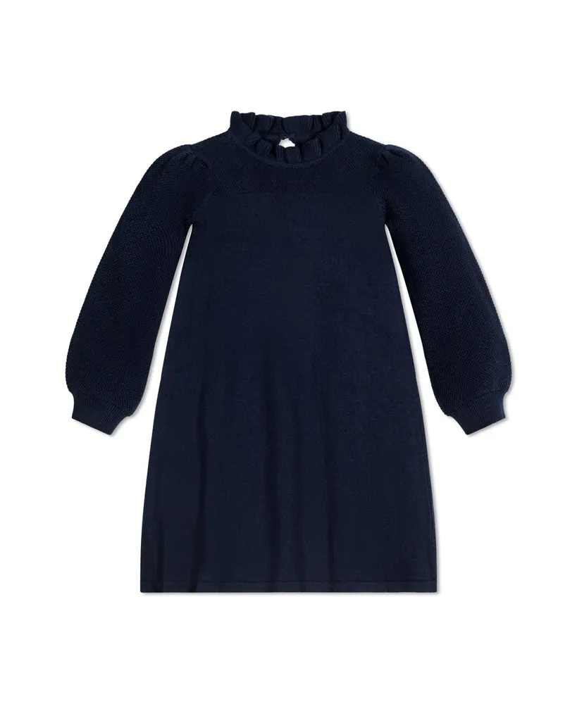 Hope & Henry Toddler Girls Long Sleeve Ruffle Neck Sweater Dress