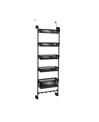 Over The Door 5 Basket Rack with Hooks with Frame