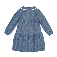 Hope & Henry Toddler Girls Long Sleeve Tiered Button Front Peter Pan Collar Dress