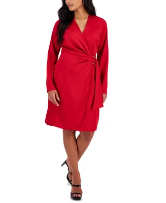 I.n.c. International Concepts Petite Long-Sleeve Wrap Dress, Created for Macy's