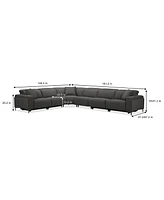 Closeout! Adney 161" 6-Pc. Zero Gravity Fabric Sectional with 4 Power Recliners, Created for Macy's