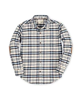 Hope & Henry Boys Organic Long Sleeve Plaid Flannel Button Down Shirt with Elbow Patches