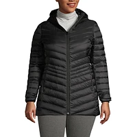 Lands' End Plus Wanderweight Packable Down Hooded Long Jacket