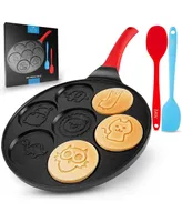 Zulay Kitchen Pancake Pan - 7 Animal Face Designs and Two Bonus Spatulas